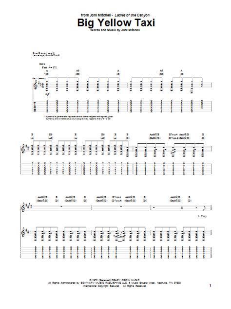 Big Yellow Taxi by Joni Mitchell - Guitar Tab - Guitar Instructor