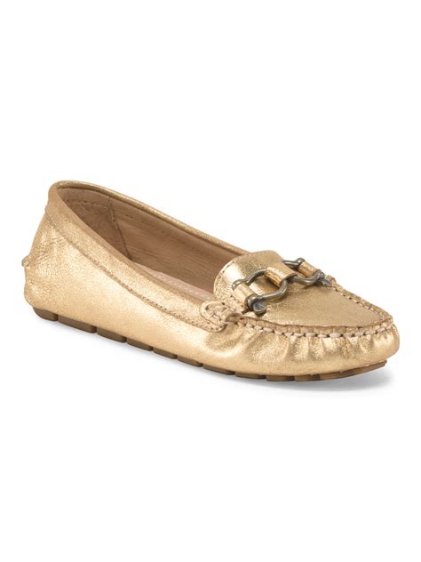 Tj maxx Leather Jenna Moccasin Driver in Metallic | Lyst