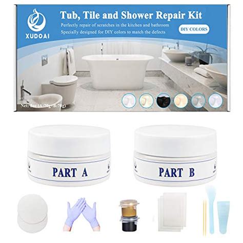 Tub Tile and Shower Repair Kit 5oz Fiberglass Porcelain Acrylic Bathtub Repair Kit Brown and ...