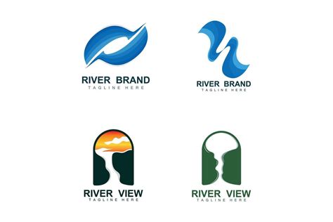 River Logo Design, River Creek Vector, Riverside Illustration With A ...