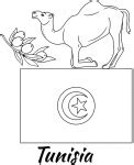 Flag of Tunisia educational coloring page to print