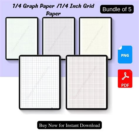 1/4 Graph Paper /1/4 Inch Grid Paper Printable Template in PDF
