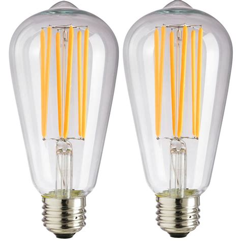 Sunlite 40-Watt Equivalent ST19 Vintage Dimmable Edison LED Light Bulb Amber, 2200K (2-Pack ...