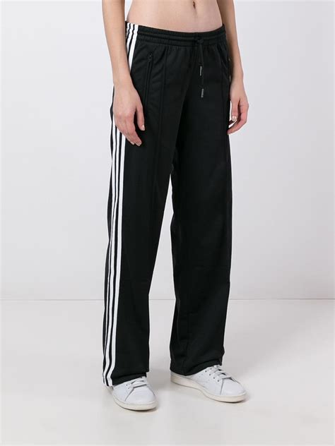 adidas Originals Synthetic Three Stripes Wide Leg Track Pants in Black - Lyst