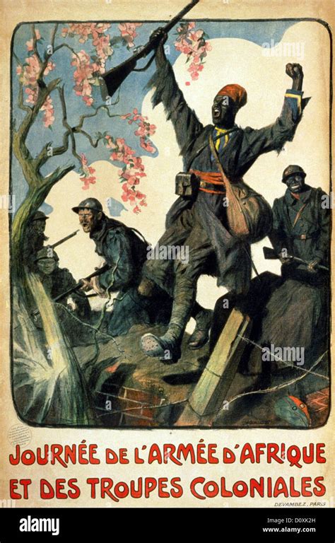 France, la Première Guerre mondiale, le français, la propagande, l'affiche, soldats, noire, d ...