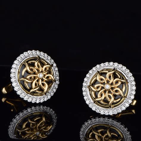 AZVA handcrafted cufflinks in gold with diamond accents | Handmade gold jewellery, Gold ...