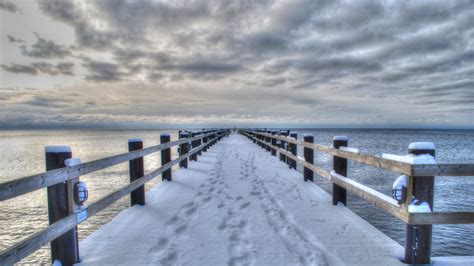 🔥 Download Wallpaper Sea Winter Bridge Landscape 4k Ultra HD by ...