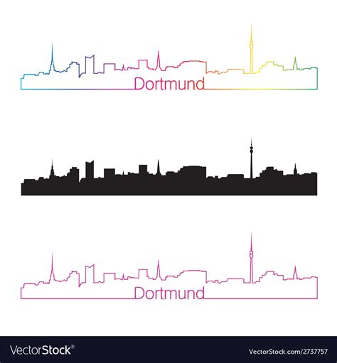 Dortmund skyline linear style with rainbow Vector Image