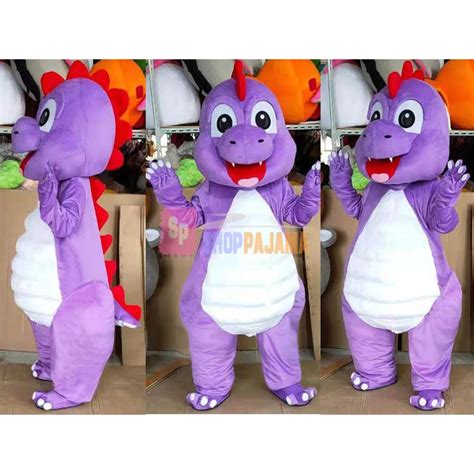 Active Cartoon Purple Baby Dinosaur Mascot Costume