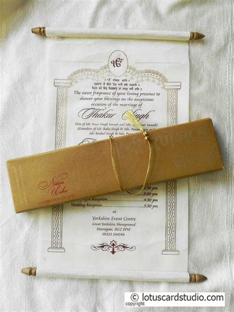 Scroll Wedding Invitation with Golden Box and Ivory Scroll - Lotus Card ...