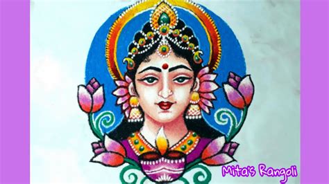 Maa laxmi rangoli for Diwali || Diwali special rangoli with Laxmi face || diwali rangoli - YouTube