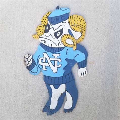 🐏Vtg UNC Tarheels Mascot Sign Rameses Handpainted Wooden Mancave North ...