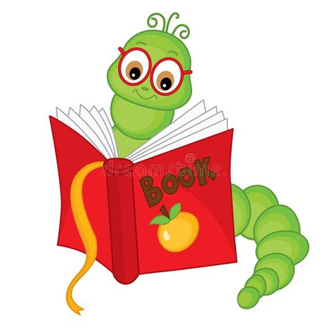 Bookworm In Apple With Book Stock Illustration - Illustration of learning, apple: 4570313