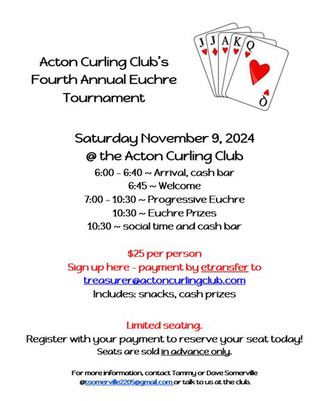 Acton Curling Club - Acton Curling Club's Fourth Annual Euchre Tournament-Events