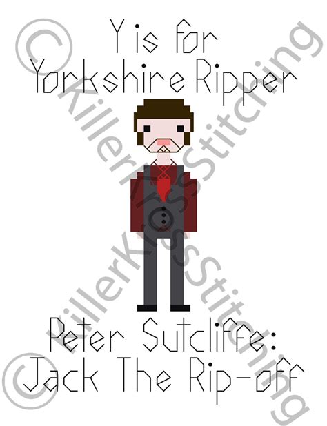 Y is for Yorkshire Ripper INSTANT DOWNLOAD Cross Stitch Embroidery ...