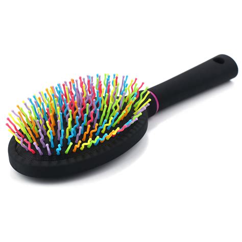 OneDor Rainbow S-Curve Ball tipped Bristles Air Volume Hair Brush with Flexible Cushion Base ...