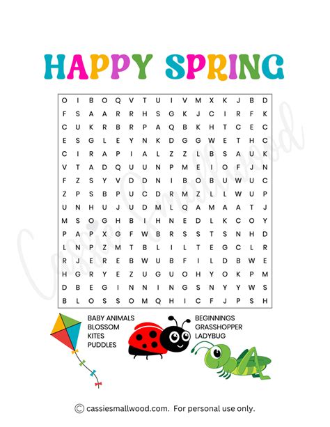 13 Cute Spring Word Search Puzzles (Free Printable) - Cassie Smallwood