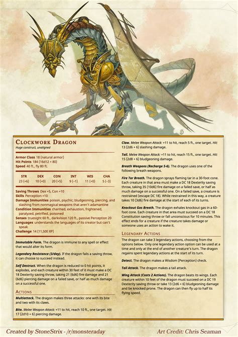 Clockwork Dragon | Dnd monsters, Dnd dragons, Dungeons and dragons homebrew