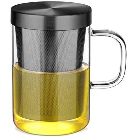 Ecooe 500 ml Borosilicate Glass Tea Infuser Cup black - Ecooe