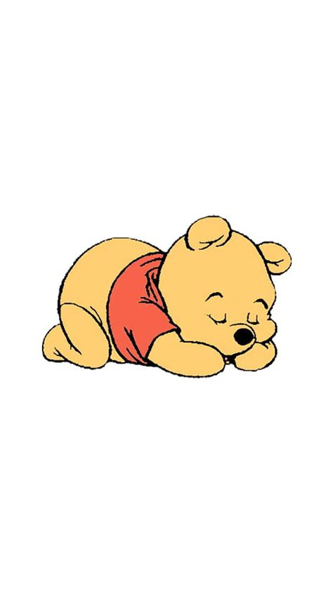 Baby Pooh Bear, adorable, cute, pooh bear, red, sleep, white, winnie the pooh, HD phone ...