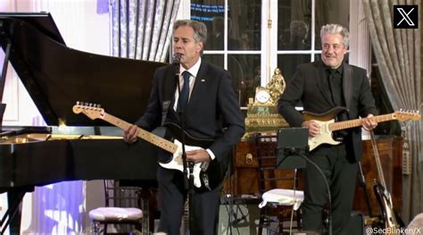 US Secretary of State Antony Blinken plays guitar and sings at ‘Global Music Diplomacy’ launch ...