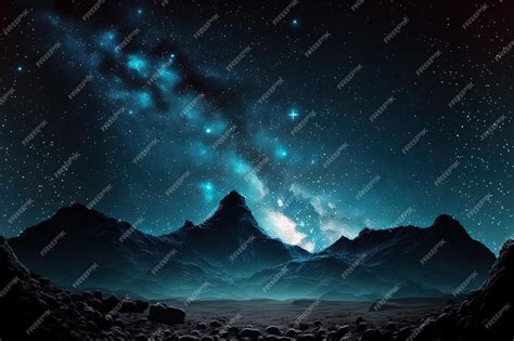 Premium AI Image | Background of the night sky with stars and mountains