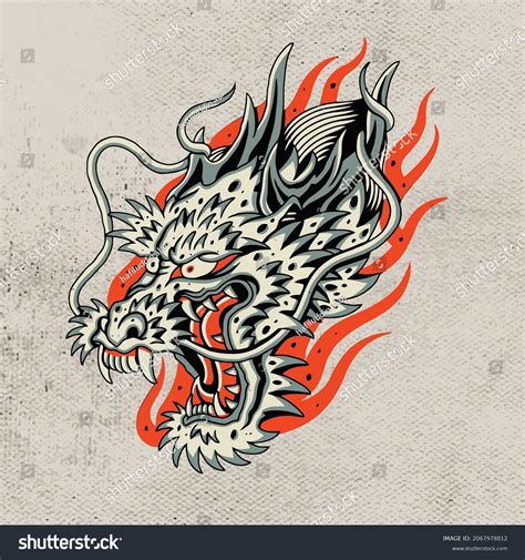 Dragon Head Red Flame Red Tattoo Stock Vector (Royalty Free) 2067978812 | Shutterstock