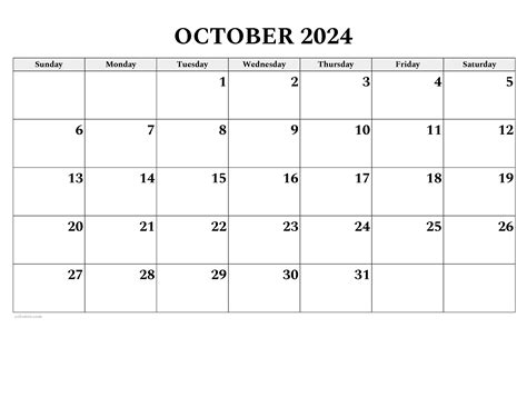 Oct 2024 Calendar Printable Pdf - Kanya Sheela