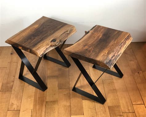 IN STOCK - Live-Edge Walnut End Tables Set of 2, Rustic Side Tables, Modern End Table, English ...