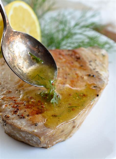 Pan Seared Tuna Steak with Lemon Dill Sauce