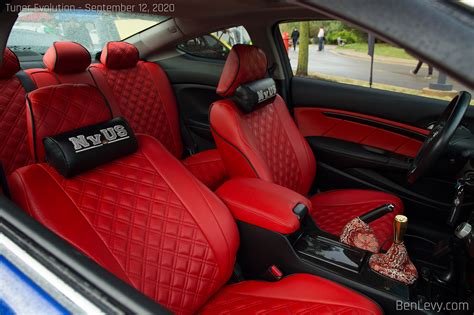 Diamond-stiched red, leather seats in Honda Accord - BenLevy.com