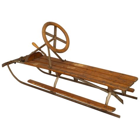 Antique Snow Sled Toboggan Wood and Metal Frame 1920s European Sled - circesoftware.net