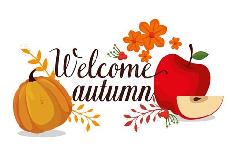 Welcome Autumn Seasonal Card Stock Vector - Illustration of leafs ...