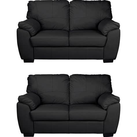 Buy Collection Milano Pair of 2 Seater Leather Sofas - Black at Argos.co.uk - Your Online Shop ...