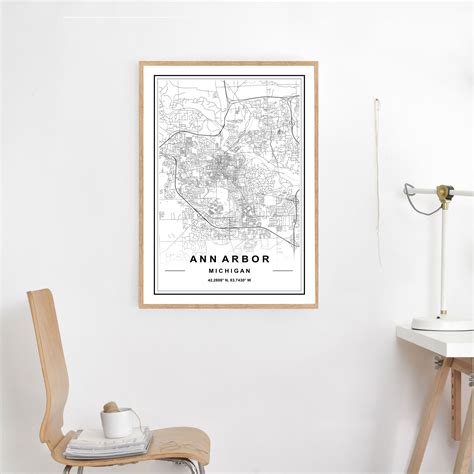 ANN ARBOR MAP High Res Map Map of Ann Arbor Ann Arbor City - Etsy