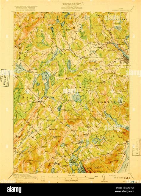 Maine USGS Historical Map Belfast 807370 1917 62500 Restoration Stock Photo - Alamy