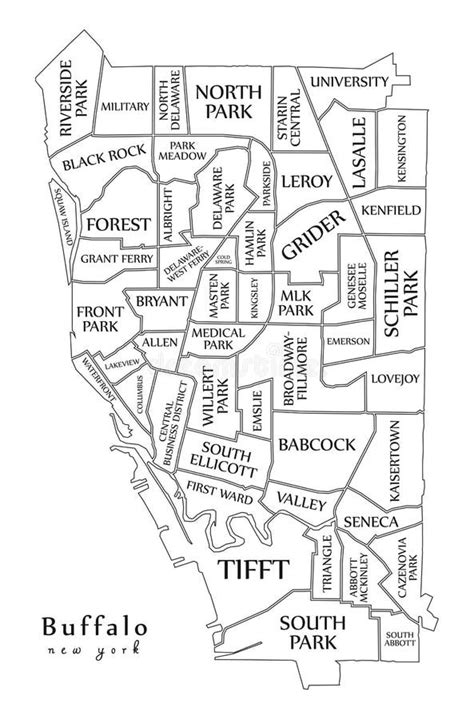 Modern City Map - Buffalo New York City of the USA with Neighbor Stock ...