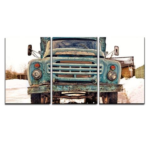 wall26 - 3 Piece Canvas Wall Art - Old Vintage Rusty Soviet-Style Blue ...