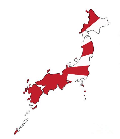 Japanese Map and Flag Digital Art by Bigalbaloo Stock