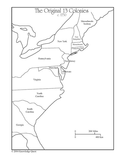 13 Colonies Blank Map Printable