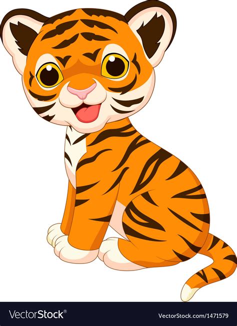 Cute baby tiger cartoon Royalty Free Vector Image