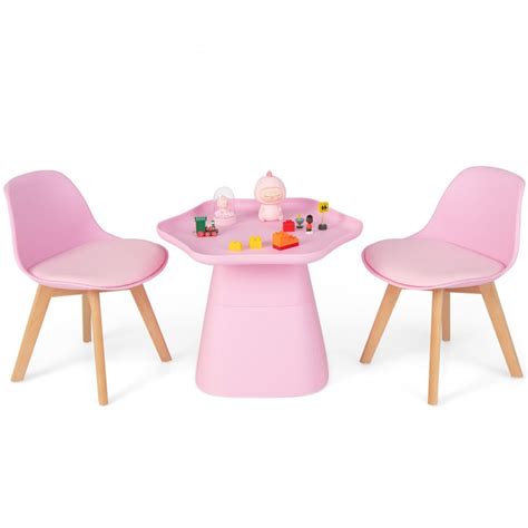 Wooden Kids Activity Table and Chairs Set with Padded Seat - Costway