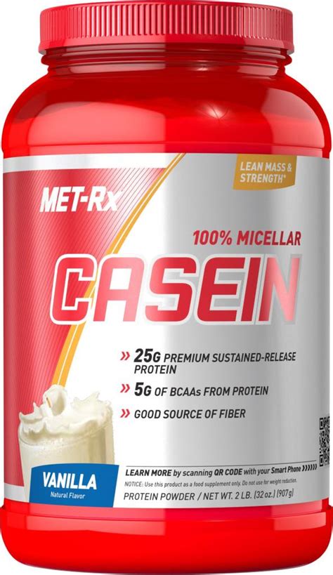 Amazon.com: MET-Rx 100% Micellar Casein Protein Powder, Vanilla, 2 Pound: Health & Personal Care
