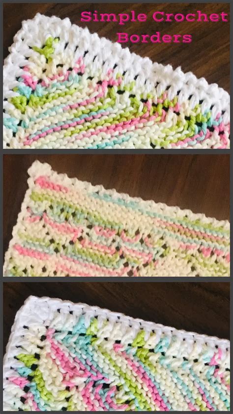 crocheted table runner made with simple crochet borders in white, pink, green and blue