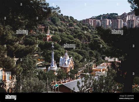 The Park Guell in an aerial shot Stock Photo - Alamy