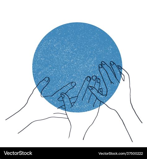 Hands together hold a circle symbol teamwork Vector Image