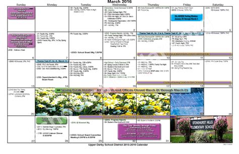 2015 - 2016 District Calendar | Highland Park Elementary School – Upper ...