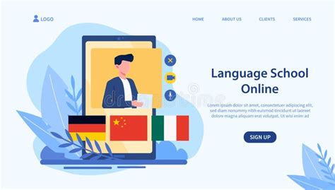 Online Language School Concept and Landing Page Stock Vector ...