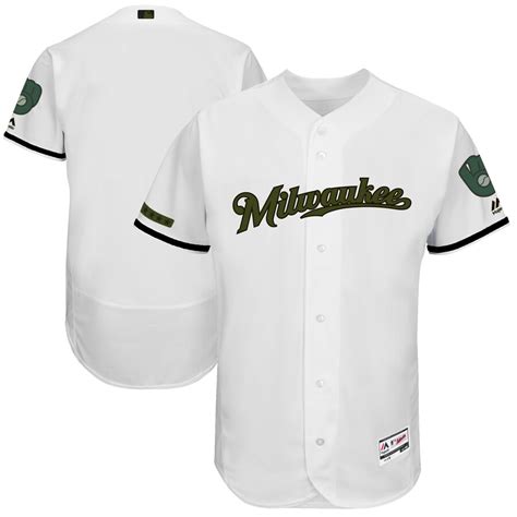 Men's Milwaukee Brewers Majestic White 2017 Memorial Day Authentic ...