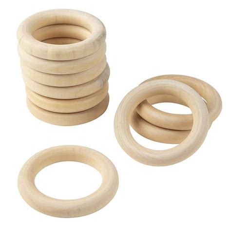 30 Pcs Natural Wood Ring, 3 inches(76mm) Unfinished Solid Wooden Round Circle for Crafts, Baby ...